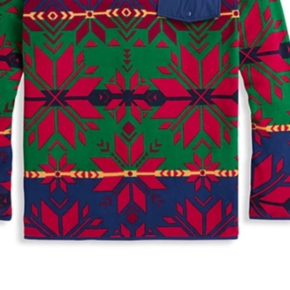 New Polo Ralph Lauren Sun Valley Geometric-Print Fleece Pullover - Picture 4 of 8
